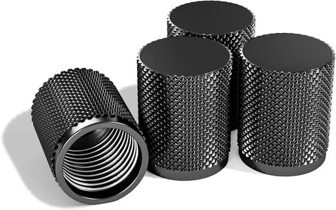 STEEL HAWK 316L Stainless Steel Tire Valve Caps (4-Pack)-No-Fuse CNC Machined - Raw Marine-Grade Finish w/Airtight Silicone O-Ring Seal - Universal Fit for Cars, Trucks, Motorcycles | STD/PVD Black in Kuwait