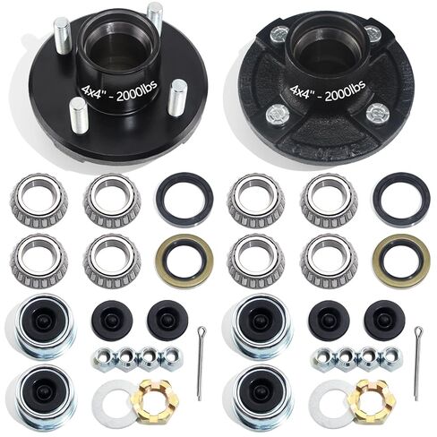 1Pair 5 on 4.5'' Trailer Hub Kit for 2000lbs 1'' or 1-1/16'' Straight Spindle, 5x4.5'' Trailers Idler Hubs Kits Fit 1'' & 1-1/16'' Axle, 5 Bolt Trailer Hub Set with Castle Nut & Metal Washer in Saudi Arabia