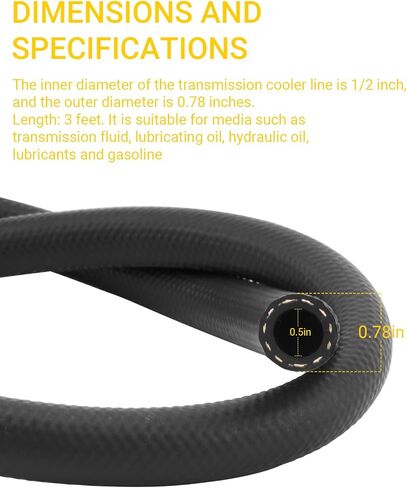 1/2'' ID Transmission Oil Cooler Hose Replace For Gates 27065，3' Length Transmission Cooler Lines For Power Steering & Hydraulic Systems,Automotive Cooling Tube Repair Replacement in Kuwait