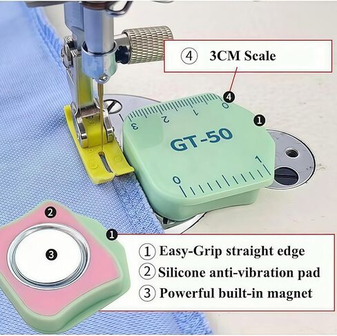 4 PCS Magnetic Seam Guide for Sewing Machine,Multifunctional Polygonal Hemmer Guide with Scale,Universal Sewing Quilting Supplies Accessories Tools in Kuwait