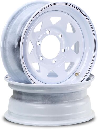 LIBRA 15 x 6 Heavy Duty 3525lbs Trailer Wheels 6 Lug on 5.5" Bolt Pattern 6x5.5 PCD White Spoke, Set 2-17056 in Kuwait