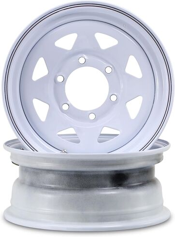 LIBRA 15 x 6 Heavy Duty 3525lbs Trailer Wheels 6 Lug on 5.5" Bolt Pattern 6x5.5 PCD White Spoke, Set 2-17056 in Kuwait