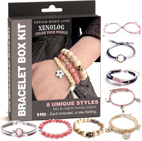 Bracelet Making Kit – Pink Leather & Faux Suede Cords with Soccer Charm, 2026 Metal Charms, Jade & Wood Beads – DIY Friendship Bracelet Kit for Teens Girls Adults – Unique Gift for Soccer Fans & Graduation in Kuwait