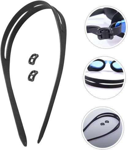 2Sets Adjustable Silicone Swim Goggles Strap Comfortable Retainer for Adults with Clips Fit for Water Sports Activities in Kuwait