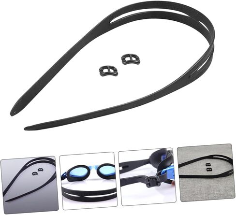 2Sets Adjustable Silicone Swim Goggles Strap Comfortable Retainer for Adults with Clips Fit for Water Sports Activities in Kuwait