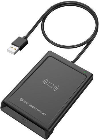 CONCEPTRONIC Dual Interface Smart ID Card Reader, USB-A, Black, Compact and Portable in Kuwait