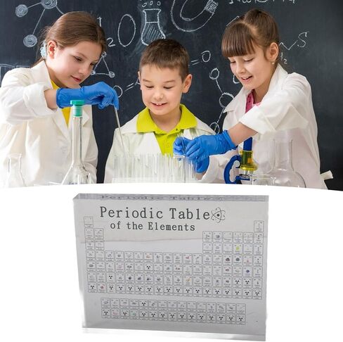 Periodic Table, Clear Acrylic Ergonomic Real Chemical Element Periodic Table with Real Elements Inside for Classroom Laboratory Office Desk in Kuwait