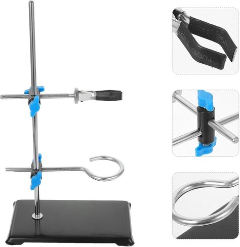 Operitacx Portable Mini Laboratory Iron Stand 30cm High with Cross Clamp Holder for Chemistry Experiments, Laboratory Grade Metalware for Scientific Use Assorted style in Kuwait