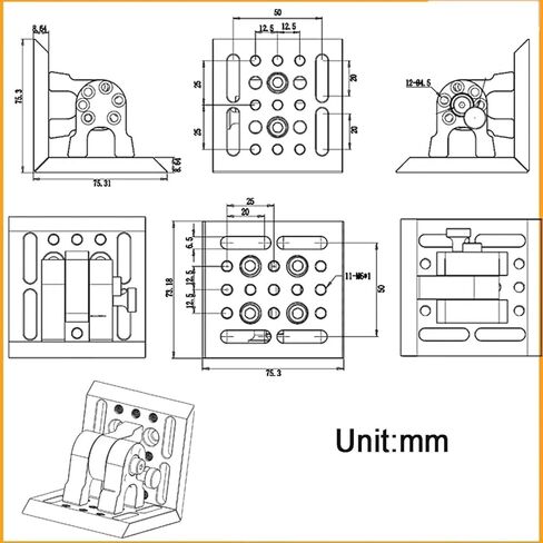 Optical PositioningSliding Table, 2,97in Bracket Installation Plate, Multi-Angle Adjustable, Aluminum Alloy Material, M6 Mounting Holes, for Production Machinery, Optical Laboratory in Kuwait