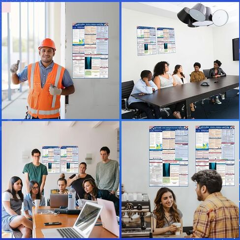 PUNCHMAN 2pcs 2026 Florida State & Federal Workplace Labor Poster - Bilingual English/Spanish 2 Version Guidelines Posting for Workplace, Durable Laminated, Includes 2026 Minimum Wage Info in Kuwait