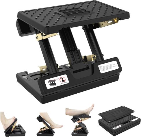 Footrest for Under Desk, Height Adjustable Footrest with Massage Roller and Thick Cushion, Foldable Ergonomic Foot Rest for Car, Office, Home, Train in Saudi Arabia