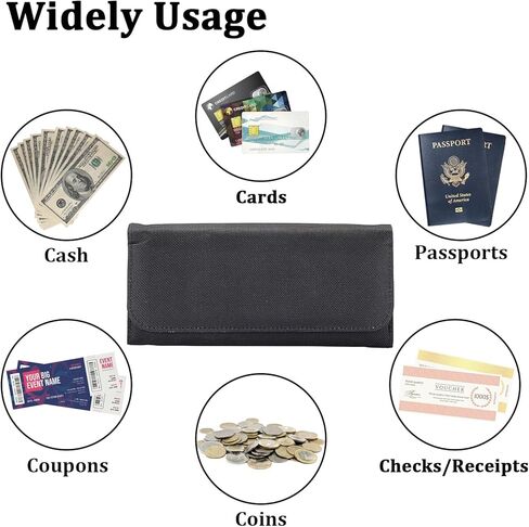 حقيبة نقود BSTKEY مع 7 جيوب، منظم محفظة نقود، حقيبة نقود متعددة الاستخدامات للميزانية والادخار، منظم فواتير النقود الصغيرة حامل أموال السفر (أسود) in Kuwait