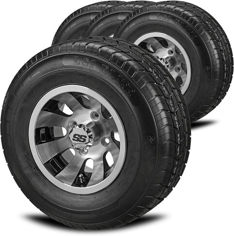 RM Cart 10 "Gunslinger أسود/مصنوع آليًا على إطارات شعاعية 205/65R10 LSI Elite (مجموعة من 4) | مجموعة إطارات وعجلات عربة الجولف مع صواميل العروة القياسية in Kuwait