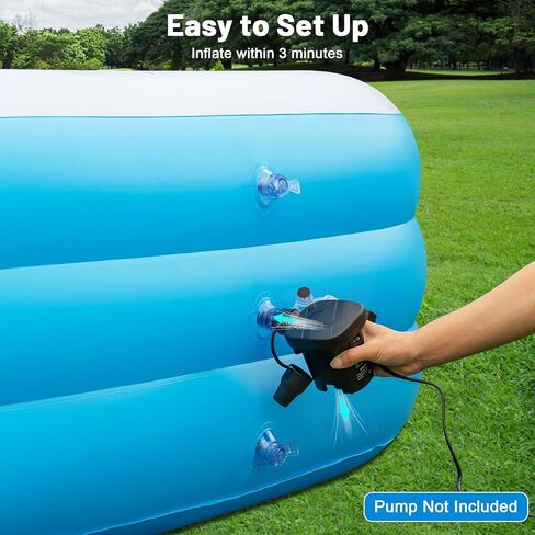 Large Solar Inflatable Pool with Lights, 145"x74"x22", Oversized Thickened Blow Up Pool for Adults, 7 Color Changed Family Swimming Pool for Backyard, Outdoor in Kuwait