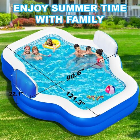 Extra Large Inflatable Swimming Pool with Seats Pump, 10.1TF X 7.5FT Blow-Up Pool Thickened Heavy Duty Family Full Sized Pool for Adults, Inflatable Pools for Garden, Backyard Summer Water Party in Kuwait