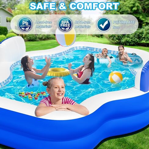 Extra Large Inflatable Swimming Pool with Seats Pump, 10.1TF X 7.5FT Blow-Up Pool Thickened Heavy Duty Family Full Sized Pool for Adults, Inflatable Pools for Garden, Backyard Summer Water Party in Kuwait