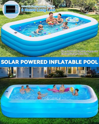 Large Inflatable Pool for Adults,130" x 72" x 22" Thickened Blow Up Pool with Lights & Pump, 7 Color Changed Durable Above Ground Family Swimming Pool for Backyard Outdoor Garden in Kuwait