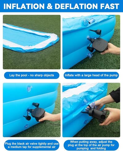 Large Inflatable Pool for Adults,130" x 72" x 22" Thickened Blow Up Pool with Lights & Pump, 7 Color Changed Durable Above Ground Family Swimming Pool for Backyard Outdoor Garden in Kuwait