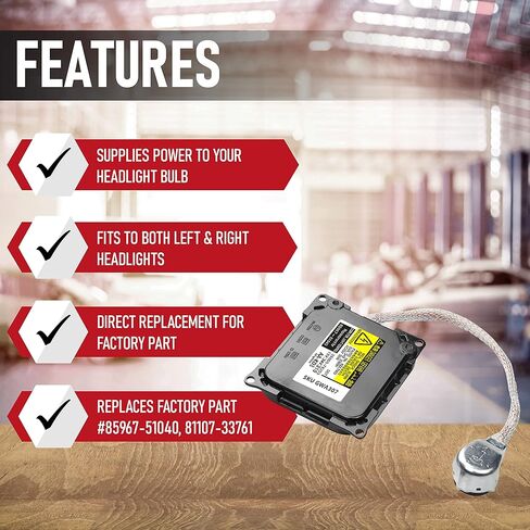 HID Ballast مع Ignitor - وحدة التحكم في المصابيح الأمامية زينون - يستبدل 85967-51040، 81107-33761، 81107-30D30، DDLT003، KDLT003 - متوافق مع مركبات تويوتا ولكزس - SC430، ES350، LS460، بريوس، أفالون in Kuwait