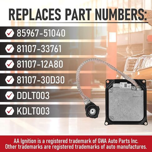 HID Ballast مع Ignitor - وحدة التحكم في المصابيح الأمامية زينون - يستبدل 85967-51040، 81107-33761، 81107-30D30، DDLT003، KDLT003 - متوافق مع مركبات تويوتا ولكزس - SC430، ES350، LS460، بريوس، أفالون in Kuwait