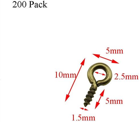 Binzzo 3/8 Inch Small Screw Eyes Solidly Closed Eyelet Threads Hold Tight Hand Twisting Cup Hooks Eyebolt Quality Aolly Antique Brass 200 Pieces for Christmas Ornaments Jewelry Making Bead Crafts in Kuwait