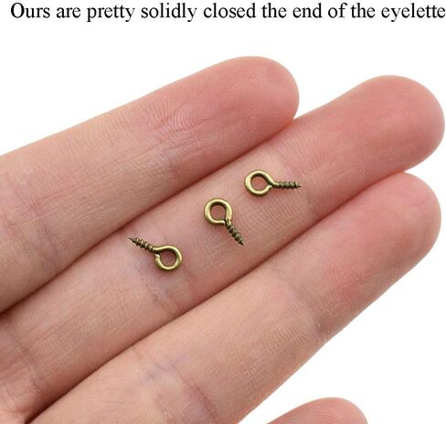Binzzo 3/8 Inch Small Screw Eyes Solidly Closed Eyelet Threads Hold Tight Hand Twisting Cup Hooks Eyebolt Quality Aolly Antique Brass 200 Pieces for Christmas Ornaments Jewelry Making Bead Crafts in Kuwait