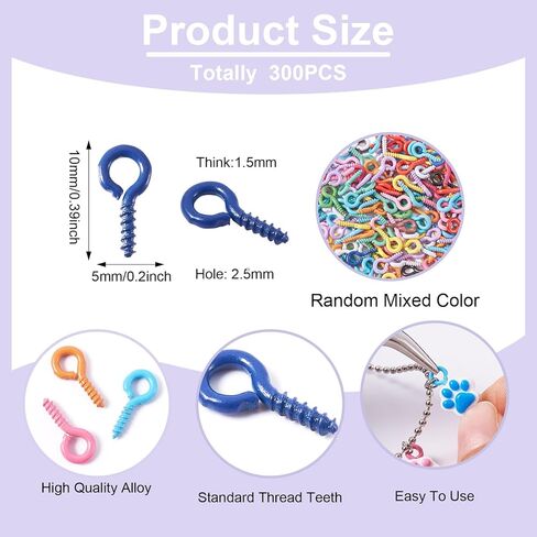 300pcs Screw Eye Pins Mini Eye Hooks Small Eyelet Screw Peg Hooks for Jewelry Making Accessories DIY Craft Arts in Kuwait