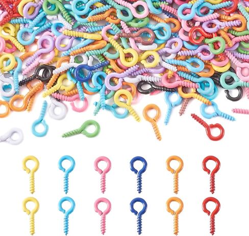 300pcs Screw Eye Pins Mini Eye Hooks Small Eyelet Screw Peg Hooks for Jewelry Making Accessories DIY Craft Arts in Kuwait
