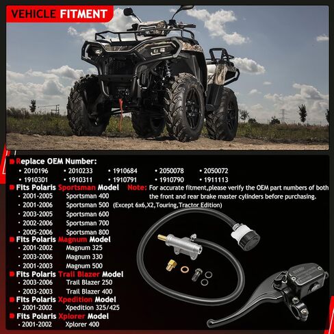 أسطوانة رئيسية للفرامل الأمامية اليسرى وأسطوانة فرامل خلفية رئيسية لـ Polaris Sportsman 400 500 600 700 800، Magnum 325 330 500، Trail Blazer 250 400، Xpedition 325 425، Xplorer 400 # 2010196 1910301 in Kuwait