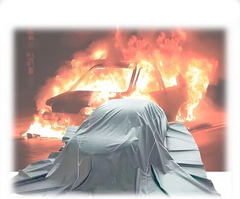 Extra Large Fire Blanket for Car, Heat Resistant Fiberglass Emergency Fire Suppression Blanket for Electric Vehicles, Portable Carry Bag Included (6x9m / 19.7x29.5ft) in Kuwait