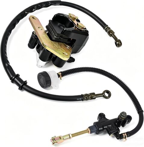 أسطوانة رئيسية لفرجار الفرامل الخلفية من Hex Autoparts مع مجموعة خرطوم متوافقة مع Yamaha Warrior 350 YFM350X 1987-2004، استبدل 1UY-2580W-01-00 3GD-2583V-00-00 in Kuwait