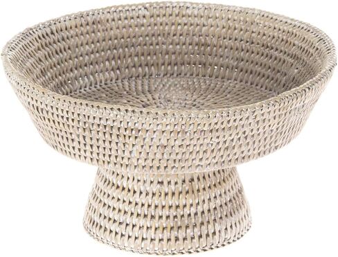 KOUBOO La Jolla Rattan Fruit Bowl, 10.5 inches x 10.5 inches x 6 inches, White Wash in Saudi Arabia