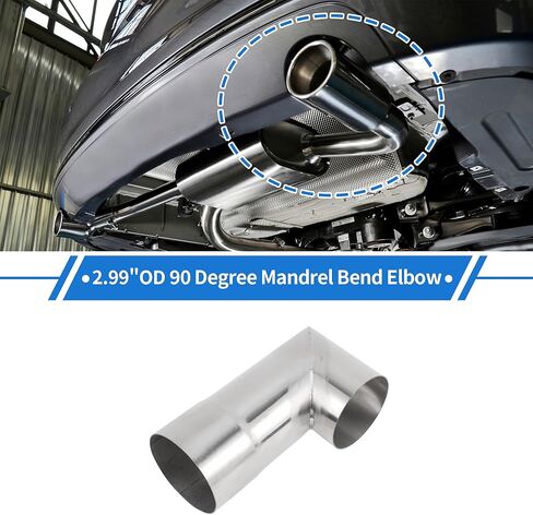 Motoforti 3" OD 90° Mandrel Bend Elbow 6" Length T304 Stainless Steel Exhaust Tube Piping Polishing l Extended Pipe for Welding Stair Handrail Silver Tone in Kuwait