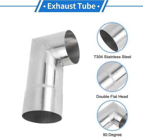 Motoforti 3" OD 90° Mandrel Bend Elbow 6" Length T304 Stainless Steel Exhaust Tube Piping Polishing l Extended Pipe for Welding Stair Handrail Silver Tone in Kuwait