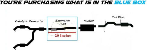 Exhaust Extension Pipe Compatible for Chevy Tahoe 2009 4.8L | Chevy Tahoe 2009-2014 5.3L | Stainless Steel | Northeastern Exhaust | Free Clamps Included | Direct-Fit Replacement in Kuwait