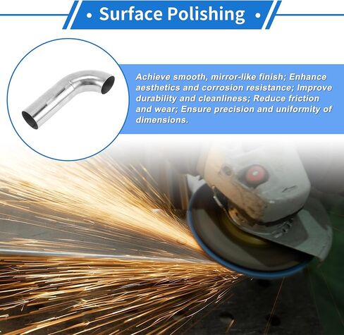 Motoforti 1.625" OD 90° Mandrel Bend Elbow 4" Length T304 Stainless Steel Exhaust Tube Piping Polishing l Extended Pipe for Welding Stair Handrail HVAC in Kuwait