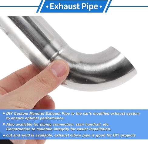 Motoforti 1.625" OD 90° Mandrel Bend Elbow 4" Length T304 Stainless Steel Exhaust Tube Piping Polishing l Extended Pipe for Welding Stair Handrail HVAC in Kuwait