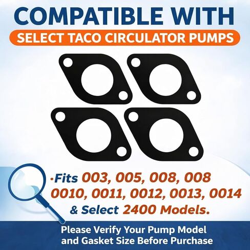 1-1/2 Inch Pump Flange Gasket Set of 4 Compatible with Taco Select 003 005 007 008 009 0010 0011 0012 0013 0014 and Select 2400 Circulator Pumps in Kuwait