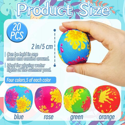 Irrmshr 20 Pack 2" Water Splash Balls Bomb,Absorbent Water Ball,Outdoor Water Fight Game Activities for Beach Pool,Summer Beach Soaking in Kuwait