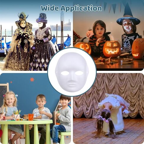 50 Pcs Diy White Face Masks For Men, Blank Paper Mache Craft Masks With Stretch Bands, Full Face Design For Art, Theater, Or Costume Use in Kuwait