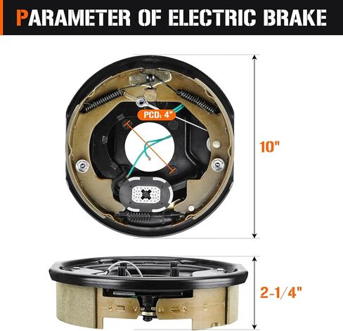 4Pcs 10" x 2-1/4" Self-Adjusting Electric Trailer Brake Assemblies for 3,500lbs, Left and Right in Saudi Arabia