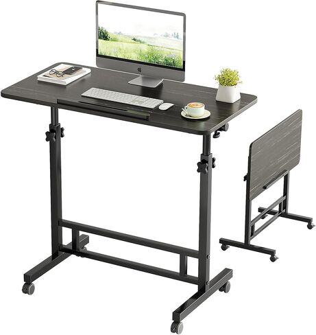 Adjustable Standing Desk - Rolling Portable Desk for Home Office, Black Portable Rolling Desk, Small Standing Desk with Wheels for Walking Pad, Study Room, Teacher in Kuwait