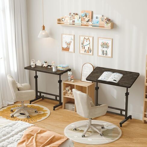 Adjustable Standing Desk - Rolling Portable Desk for Home Office, Black Portable Rolling Desk, Small Standing Desk with Wheels for Walking Pad, Study Room, Teacher in Kuwait