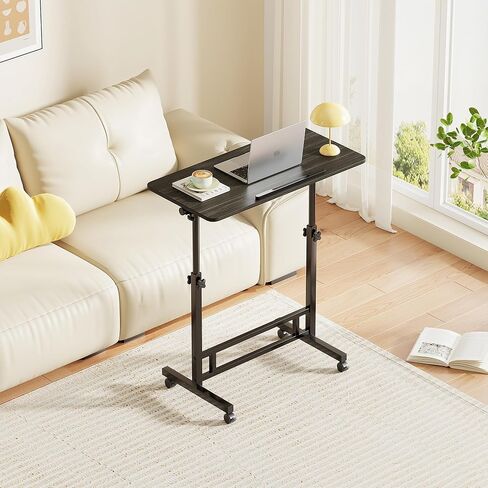 Adjustable Standing Desk - Rolling Portable Desk for Home Office, Black Portable Rolling Desk, Small Standing Desk with Wheels for Walking Pad, Study Room, Teacher in Kuwait