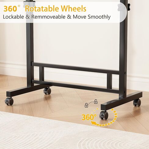 Adjustable Standing Desk - Rolling Portable Desk for Home Office, Black Portable Rolling Desk, Small Standing Desk with Wheels for Walking Pad, Study Room, Teacher in Kuwait