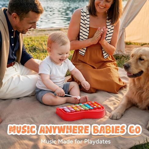 Gleesfun 2005 2-in-1 Baby Piano & Xylophone for Toddlers 1-3 Years Old – Portable Musical Toy, Educational Music Learning Instrument with Mallet, Sensory Fun, Early Learning Keyboard for Home & Travel in Kuwait