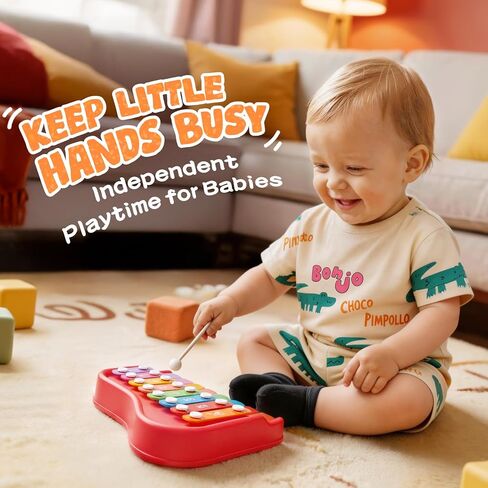 Gleesfun 2005 2-in-1 Baby Piano & Xylophone for Toddlers 1-3 Years Old – Portable Musical Toy, Educational Music Learning Instrument with Mallet, Sensory Fun, Early Learning Keyboard for Home & Travel in Kuwait