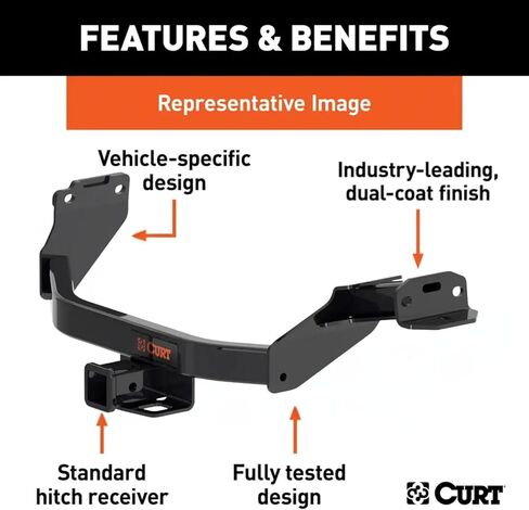 CURT Class 3 Trailer Hitch 2" Receiver with 4-Way Flat Output Custom Wiring Harness fits 2021-2023 Santa Fe | Resists Rust, Chipping, & UV | Includes Installation Hardware and Rubber Dust Cover in Kuwait