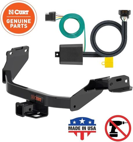 CURT Class 3 Trailer Hitch 2" Receiver with 4-Way Flat Output Custom Wiring Harness fits 2021-2023 Santa Fe | Resists Rust, Chipping, & UV | Includes Installation Hardware and Rubber Dust Cover in Kuwait