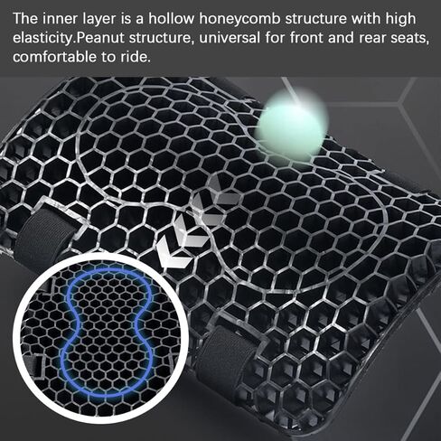 Motorcycle Seat Cushion, 3D Honeycomb Gel Breathable Shock-Absorbing Motorbike Seat Pad for Long Rides, Comfortable Pressure Relief Motorbike Chair Cover, Universal Fit in Kuwait